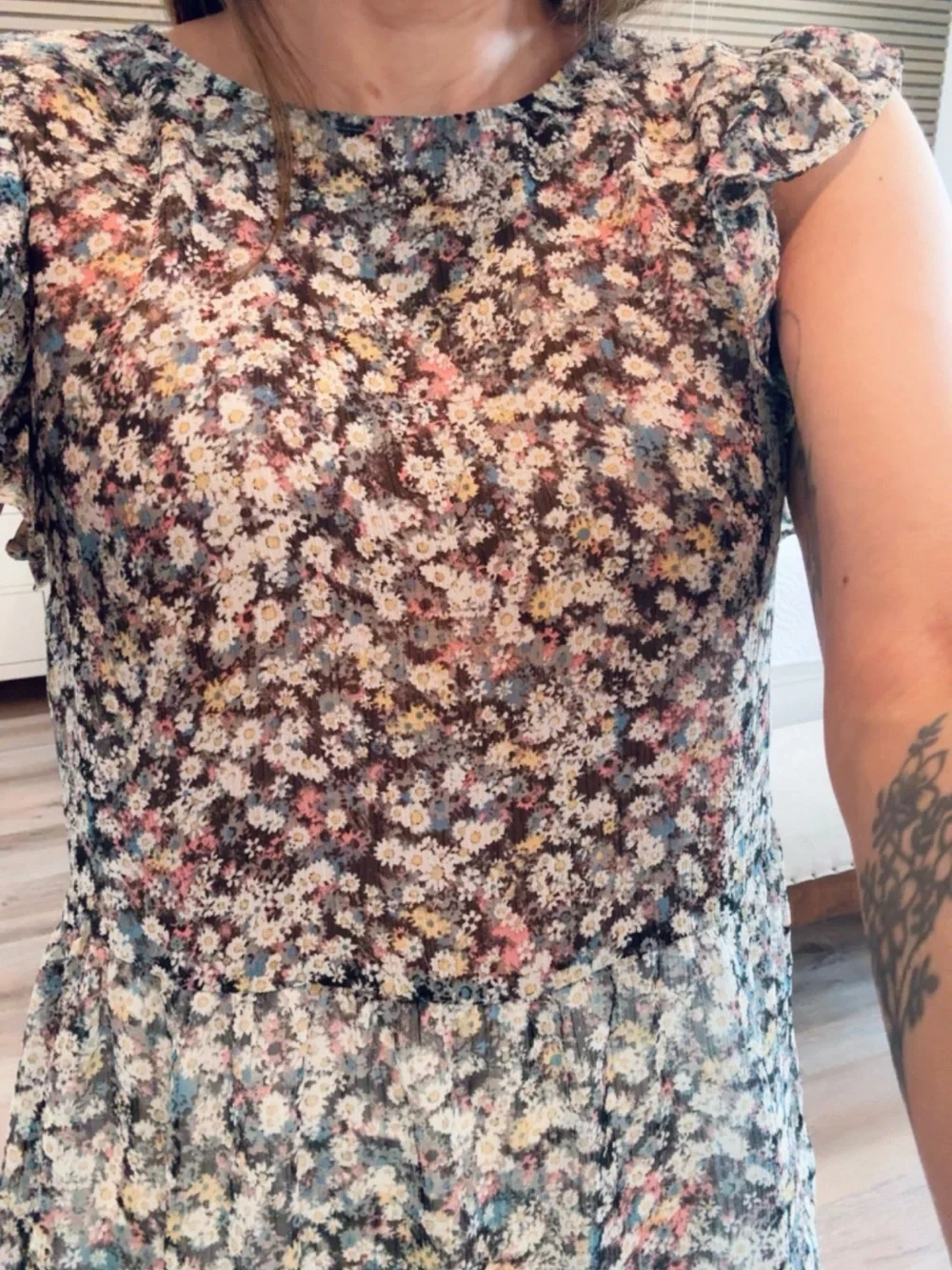 Mango Floral Cap-Sleeve Multicolor Blouse - Picture 3 of 7